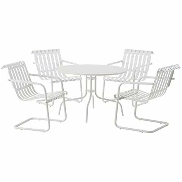 Classic Accessories Gracie Outdoor Metal Dining Set, White Satin - 5 Piece VE3043561